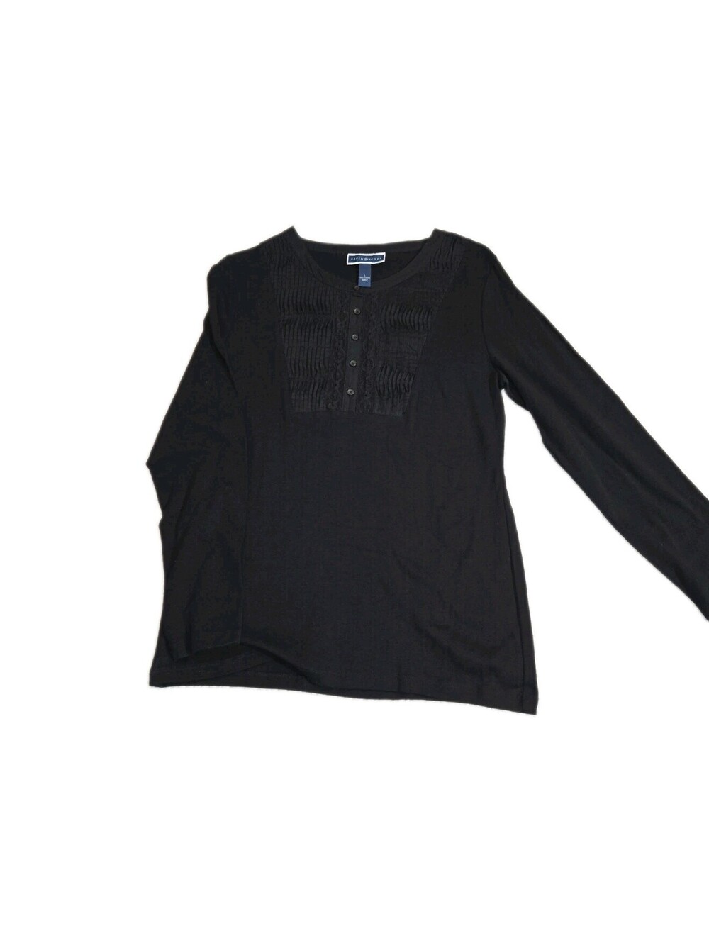 Karen Scott Nwt 💯 cotton Black Pinch Pleated And Lace Detail India Whimsy Goth